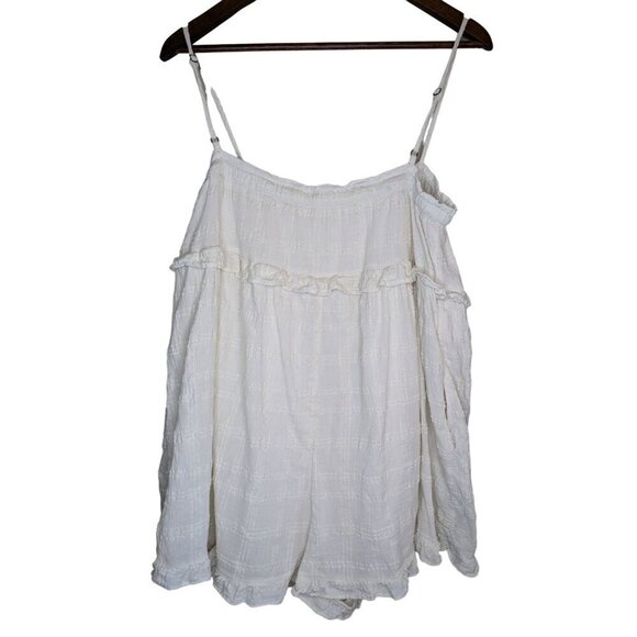 Urban Outfitters Gauzy Square Neck Romper Large Ivory Boho Cottage Sleeveless - Picture 3 of 9